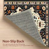 Ultra Soft Area Rug, Non Slip, Stain Resistant, Washable Area Rugs for Living Room, Bedroom, Artistic Insect Motif in Earthy Tones(Black)