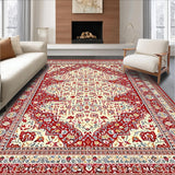 Ultra Soft Area Rug, Non Slip, Stain Resistant, Washable Area Rugs for Living Room, Bedroom, Geometric Red Beige(Red)