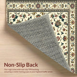 Ultra Soft Area Rug, Non Slip, Stain Resistant, Washable Area Rugs for Living Room, Bedroom, Beige Floral Vintage(Beige)