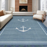 Ultra Soft Area Rug, Non Slip, Stain Resistant, Washable Area Rugs for Living Room, Bedroom, Elegant Anchor Patterned Aesthetic(Blue)