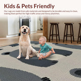 Ultra Soft Area Rug, Non Slip, Stain Resistant, Washable Area Rugs for Living Room, Bedroom, Nature-Inspired Wildlife Lodge Non-Slip Carpet(Gray)