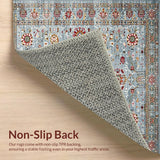 Ultra Soft Area Rug, Non Slip, Stain Resistant, Washable Area Rugs for Living Room, Bedroom, Chic Vintage Botanical Motif(Gray)