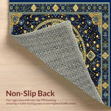 Ultra Soft Area Rug, Non Slip, Stain Resistant, Washable Area Rugs for Living Room, Bedroom, Elegant Circular Sector Area Beige with Tan Accents Anti Slip Design(Blue)