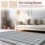 Ultra Soft Area Rug, Non Slip, Stain Resistant, Washable Area Rugs for Living Room, Bedroom, Sophisticated Black Trellis Motif(Black)