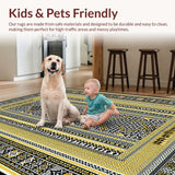 Ultra Soft Area Rug, Non Slip, Stain Resistant, Washable Area Rugs for Living Room, Bedroom, Contemporary Bold Linear Composition(Gold)