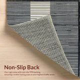 Ultra Soft Area Rug, Non Slip, Stain Resistant, Washable Area Rugs for Living Room, Bedroom, Classic Striped Area Rug(Black)