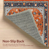 Ultra Soft Area Rug, Non Slip, Stain Resistant, Washable Area Rugs for Living Room, Bedroom, Modern Abstract Floral Fusion(Orange)
