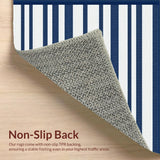 Ultra Soft Area Rug, Non Slip, Stain Resistant, Washable Area Rugs for Living Room, Bedroom, Chic Beachside Linear Design(Blue)