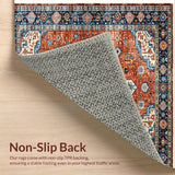 Ultra Soft Area Rug, Non Slip, Stain Resistant, Washable Area Rugs for Living Room, Bedroom, Vintage Tribal Dining Room Washable Rug(Red)