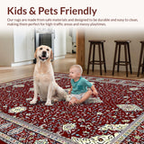 Ultra Soft Area Rug, Non Slip, Stain Resistant, Washable Area Rugs for Living Room, Bedroom, Sophisticated Abstract Burgundy Artistry(Red)