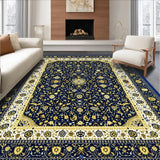 Ultra Soft Area Rug, Non Slip, Stain Resistant, Washable Area Rugs for Living Room, Bedroom, Vintage Modern Abstract with Deep Blue and Gold Accents(Blue)