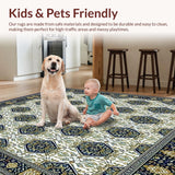 Ultra Soft Area Rug, Non Slip, Stain Resistant, Washable Area Rugs for Living Room, Bedroom, Vintage Loom Inspired Area(Beige)