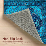 Ultra Soft Area Rug, Non Slip, Stain Resistant, Washable Area Rugs for Living Room, Bedroom, Distressed Blue Vintage Rug for Living Room(Blue)
