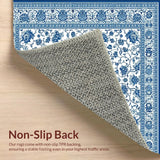 Ultra Soft Area Rug, Non Slip, Stain Resistant, Washable Area Rugs for Living Room, Bedroom, Vintage Tiled Area(Blue)