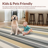 Ultra Soft Area Rug, Non Slip, Stain Resistant, Washable Area Rugs for Living Room, Bedroom, Coffeehouse Collection Subtle Stripe Area for Elegant Spaces(Beige)