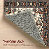 Ultra Soft Area Rug, Non Slip, Stain Resistant, Washable Area Rugs for Living Room, Bedroom, Intricate Boho Area With Deep Brown And Copper Geometric Design(Beige)