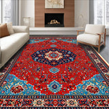 Ultra Soft Area Rug, Non Slip, Stain Resistant, Washable Area Rugs for Living Room, Bedroom, Intricate Neutral Office Space Area Rug(Red)