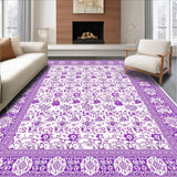 Ultra Soft Area Rug, Non Slip, Stain Resistant, Washable Area Rugs for Living Room, Bedroom, Chic Abstract Floral Harmony(Purple)