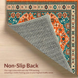 Ultra Soft Area Rug, Non Slip, Stain Resistant, Washable Area Rugs for Living Room, Bedroom, Transitional Cozy Tiled Motif(Orange)