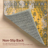 Ultra Soft Area Rug, Non Slip, Stain Resistant, Washable Area Rugs for Living Room, Bedroom, Warm Neutral Ogee Style(Yellow)