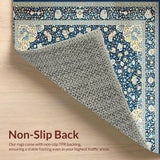 Ultra Soft Area Rug, Non Slip, Stain Resistant, Washable Area Rugs for Living Room, Bedroom, Elegant Tone-on-Tone Floral Motif(Blue)
