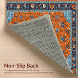 Ultra Soft Area Rug, Non Slip, Stain Resistant, Washable Area Rugs for Living Room, Bedroom, Elegant Retro Flower Arrangement(Orange)