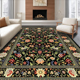 Ultra Soft Area Rug, Non Slip, Stain Resistant, Washable Area Rugs for Living Room, Bedroom, Elegant Earthy Floral Composition(Black)