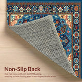 Ultra Soft Area Rug, Non Slip, Stain Resistant, Washable Area Rugs for Living Room, Bedroom, Brightly Colored Ethnic Print Theme(Blue)