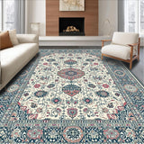 Ultra Soft Area Rug, Non Slip, Stain Resistant, Washable Area Rugs for Living Room, Bedroom, Contemporary Abstract Silver Motif(White)