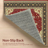 Ultra Soft Area Rug, Non Slip, Stain Resistant, Washable Area Rugs for Living Room, Bedroom, Glamorous Deep Red Trellis Pattern(Red)