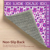 Ultra Soft Area Rug, Non Slip, Stain Resistant, Washable Area Rugs for Living Room, Bedroom, Artistic Abstract Floral Waves(Purple)