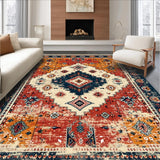 Ultra Soft Area Rug, Non Slip, Stain Resistant, Washable Area Rugs for Living Room, Bedroom, Traditional Blue Bedroom Easy Clean Patterned Area Rug(Red)