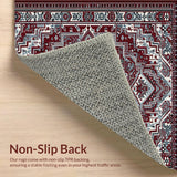 Ultra Soft Area Rug, Non Slip, Stain Resistant, Washable Area Rugs for Living Room, Bedroom, Boho Intricate(Red)