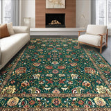 Ultra Soft Area Rug, Non Slip, Stain Resistant, Washable Area Rugs for Living Room, Bedroom, Vintage Floral Medallion Arrangement(Green)