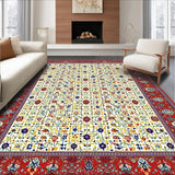 Ultra Soft Area Rug, Non Slip, Stain Resistant, Washable Area Rugs for Living Room, Bedroom, Contemporary Vibrant Curved Patterns(Red)