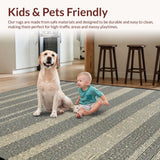 Ultra Soft Area Rug, Non Slip, Stain Resistant, Washable Area Rugs for Living Room, Bedroom, Rustic Neutral Striped Harmony(Gray)
