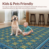 Ultra Soft Area Rug, Non Slip, Stain Resistant, Washable Area Rugs for Living Room, Bedroom, Sophisticated Geometric(Blue)