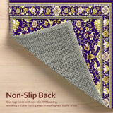 Ultra Soft Area Rug, Non Slip, Stain Resistant, Washable Area Rugs for Living Room, Bedroom, Elegant Floral Area Featuring Intricate Purple And Gold(Purple)