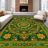 Ultra Soft Area Rug, Non Slip, Stain Resistant, Washable Area Rugs for Living Room, Bedroom, Vintage Green Tribal Living Room Stain-Resistant Rug(Green)