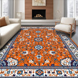 Ultra Soft Area Rug, Non Slip, Stain Resistant, Washable Area Rugs for Living Room, Bedroom, Artful Multicolored Medallion Style(Orange)