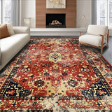Ultra Soft Area Rug, Non Slip, Stain Resistant, Washable Area Rugs for Living Room, Bedroom, Vibrant Ethnic Print Runner(Red)