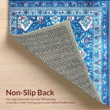 Ultra Soft Area Rug, Non Slip, Stain Resistant, Washable Area Rugs for Living Room, Bedroom, 平織 tribal 地毯 精緻幾何圖案 時尚家居地毯(Blue)