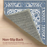 Ultra Soft Area Rug, Non Slip, Stain Resistant, Washable Area Rugs for Living Room, Bedroom, Artistic Light Grey Scroll Elements(Blue)