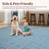 Ultra Soft Area Rug, Non Slip, Stain Resistant, Washable Area Rugs for Living Room, Bedroom, Chic Geometric Trellis Composition(Blue)