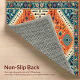 Ultra Soft Area Rug, Non Slip, Stain Resistant, Washable Area Rugs for Living Room, Bedroom, Earthy Toned Diamond Design(Orange)
