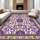 Ultra Soft Area Rug, Non Slip, Stain Resistant, Washable Area Rugs for Living Room, Bedroom, Whimsical Graphic Floral Arrangement(Purple)