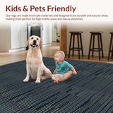 Ultra Soft Area Rug, Non Slip, Stain Resistant, Washable Area Rugs for Living Room, Bedroom, Sleek Modern Minimalist Pattern(Black)