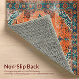 Ultra Soft Area Rug, Non Slip, Stain Resistant, Washable Area Rugs for Living Room, Bedroom, Cozy Teal Orange Trellis Composition(Orange)