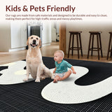 Ultra Soft Area Rug, Non Slip, Stain Resistant, Washable Area Rugs for Living Room, Bedroom, Contemporary Snake Motif Artwork(White)