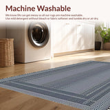 Ultra Soft Area Rug, Non Slip, Stain Resistant, Washable Area Rugs for Living Room, Bedroom, Contemporary Black Tiled Motif(Gray)